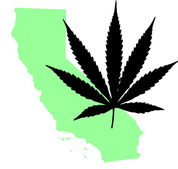 California Map Cannabis Leaf