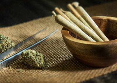 Digital 303 Cannabis Photography: Bud Joints In Wooden Bowl